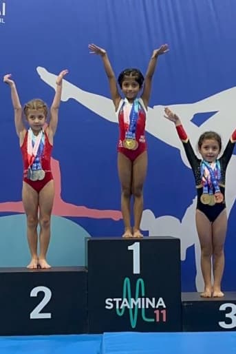 Little girls on podium